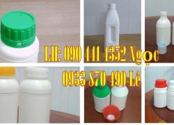 Chai nhựa 1 lít đựng thuốc nhuộm, chai nhựa 500ml có vạch chia, chai nhựa 250ml vòi ấn, chai nhựa 100ml đựng dầu máy