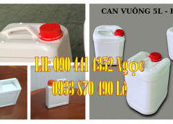 Can nhựa 5 lít vuông trắng, can nhựa 2 lít đựng dược phẩm, bình nhựa 1 lít đựng thuốc thuỷ sản, can nhựa 0.5L vòi ấn