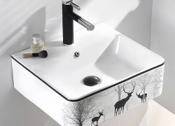 Lavabo Treo Tường Vuông Họa Tiết Hình Hươu MTLA-111