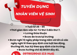 Trường Mầm non quận Tân Phú CẦN TUYỂN: Nhân viên vệ sinh