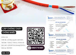 Cáp chống cháy chống nhiễu 2x1.0 tiêu chuẩn IEC 60331, BS 6387