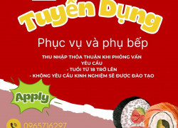 Quán thit cừu nướng và Quán izakaya cần tuyển  Phục vụ và Phụ bếp