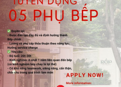 Bếp chay nhà Rốp tuyển 5 Phụ bếp toàn thời gian