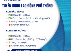 TUYỂN DỤNG LAO ĐỘNG PHỔ THÔNG - NHẬN VIỆC SAU TẾT