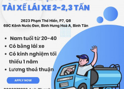 Tuyển tài xế lái xe 2-2,3 Tấn