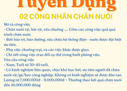 TUYỂN 02 CÔNG NHÂN CHĂN NUÔI