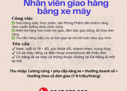 Nhân viên giao hàng bằng xe máy Giao hàng (sữa, thực phẩm, văn Phòng Phẩm)