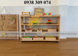 Kệ gỗ mầm non giá rẻ, kệ montessori mầm non AD