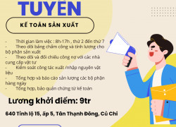 Cần tuyển KẾ TOÁN SẢN XUẤT