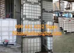 Bán bồn nhựa khung thép 1000 lít, tank nhựa ibc 1000 lít đựng hoá chất, thùng nhựa vuông 1 khối đựng dầu