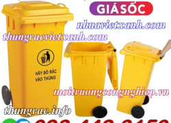 Thùng rác 120 lít màu vàng - xả kho giá sốc