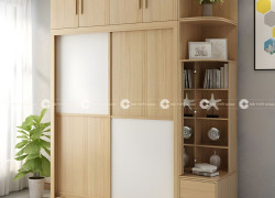 Tủ Quần Áo Cửa Lùa Gỗ MDF Phong Cách Tối Giản