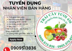 Cần tuyển nhân viên bán hàng Không yêu cầu kinh nghiệm