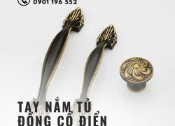 Tay nắm cửa tủ cao cấp bằng đồng NK042D | Zalo 0901 196 552