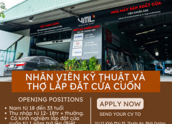 Cần tuyển Nhân viên kỹ thuật và Thợ lắp đặt cửa cuốn