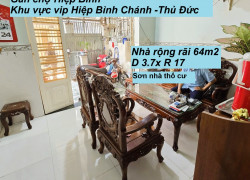 NHÀ RỘNG 64 M2- KHÔNG QUI HOẠCH - HIỆP BÌNH CHÁNH THỦ ĐỨC -(CHỢ HIỆP BÌNH) - GIÁ CHỈ 4.1 TỎI (TL)