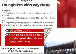 Tuyển 02 thí nghiệm viên xây dựng