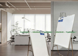 Bảng flipchart - bảng kẹp giấy chân inox gắn bánh xe di động