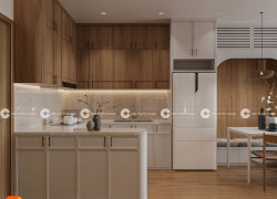Tủ Bếp Gỗ Công Nghiệp MDF Thiết Kế Vintage Ấm Áp