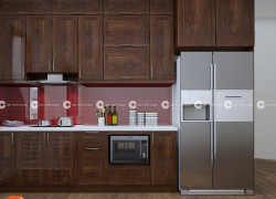 Tủ Bếp Gỗ Tự Nhiên Màu Nâu Sang Trọng Tinh Tế