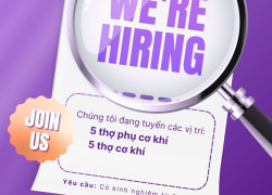 Cần tuyển 5 thợ phụ cơ khí và 5 thợ cơ khí có kinh nghiệm