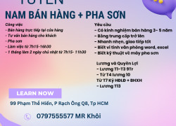 Tuyển nhân viên Nam bán hàng + pha sơn