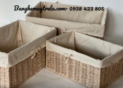 Khay đựng đồ chữ nhật mây tre