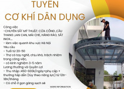 Tuyển thợ cơ khí dân dụng làm việc khu vực Hà Nội
