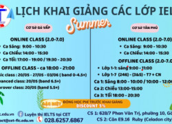 LỊCH HỌC IELTS TẠI CET NĂM 2025 tại TÂN PHÚ