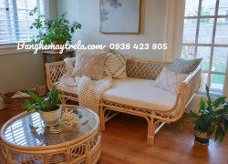 Ghế sofa dài mây tự nhiên lưng caro
