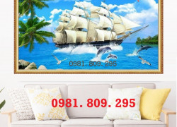 Gạch tranh trang trí thuyền buồm