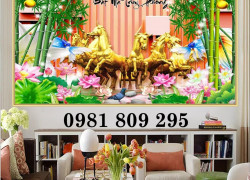 Gạch 3d 8 ngựa , tranh gạch mã đáo phong thủy NP999