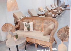 Bàn ghế sofa mây mắt cáo