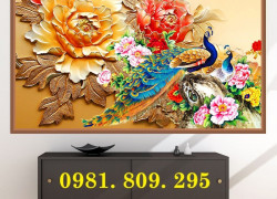 Tranh 3d chim công , gạch tranh sứ ngọc HSN939