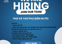 Tuyển thợ và thợ phụ điện nước làm việc khu vực Hà Nội
