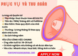 Công ty Vérité Patisserie Tuyển dụng nhân viên phục vụ và thu ngân