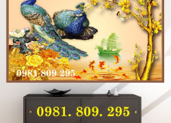 Mẫu tranh gạch chim công