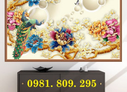 Tranh gạch chim công 3d HN999