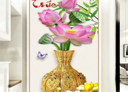 Tranh gạch trang trí 3d bình hoa