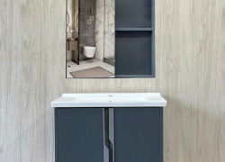 Tủ Lavabo Nhà Tắm Nhôm 2 Cánh Màu Ghi 60cm MTTN-7641