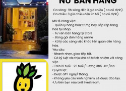 [Quận 7 - HCM] Cần Tuyển Nữ bán hàng tại shop Quận 7 HCM