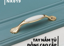 Tay nắm tủ phối sứ trắng cao cấp NK019 | Zalo 0901 196 552