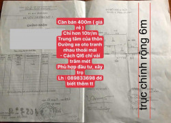 400m đất phú nghĩa-chương nỹ-hà nội
giá chỉ 15tr/m
phù hợp đầu tư,kinh doanh xây trọ