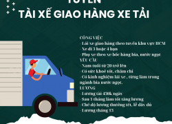 Cần Tuyển Tài Xế giao hàng xe tải