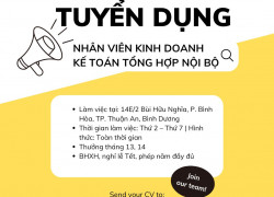 Tuyển NHÂN VIÊN KINH DOANH và KẾ TOÁN TỔNG HỢP NỘI BỘ