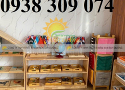 Kệ montessori, kệ gỗ 3 tầng mầm non, kệ đựng đồ montessori