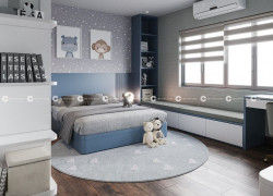 Combo Phòng Ngủ Trẻ Em Tone Xanh Dương Hiện Đại