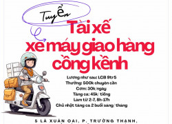Cần tuyển 2 nam giao hàng cồng kềnh bằng xe máy