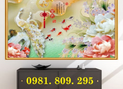 Gạch men, tranh 3d chim công sứ ngọc HB888