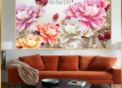 Gạch 3d , tranh gạch mẫu đơn HN999